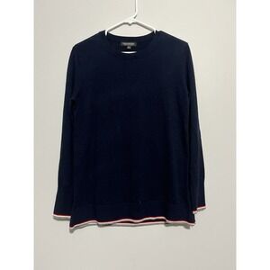 Banana Republic Extra Fine Merino Wool Navy Blue W/Red Wht Stripes on Bottom S